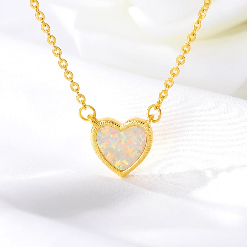 Opal Love Heart Necklace