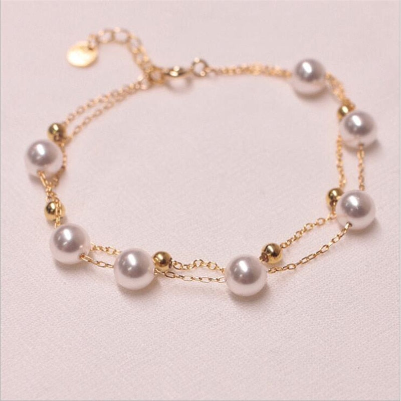 Imitation Pearl Chain & Link Bracelets