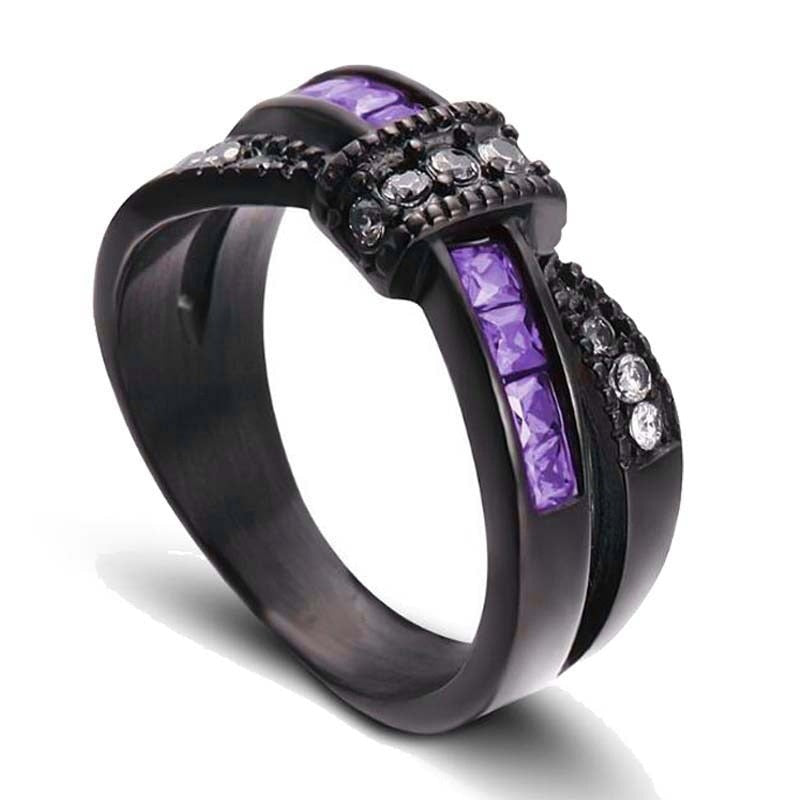 Bow Purple/White Zircon Ring