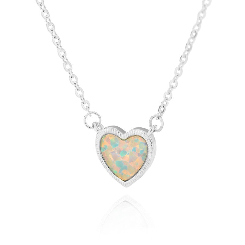 Opal Love Heart Necklace